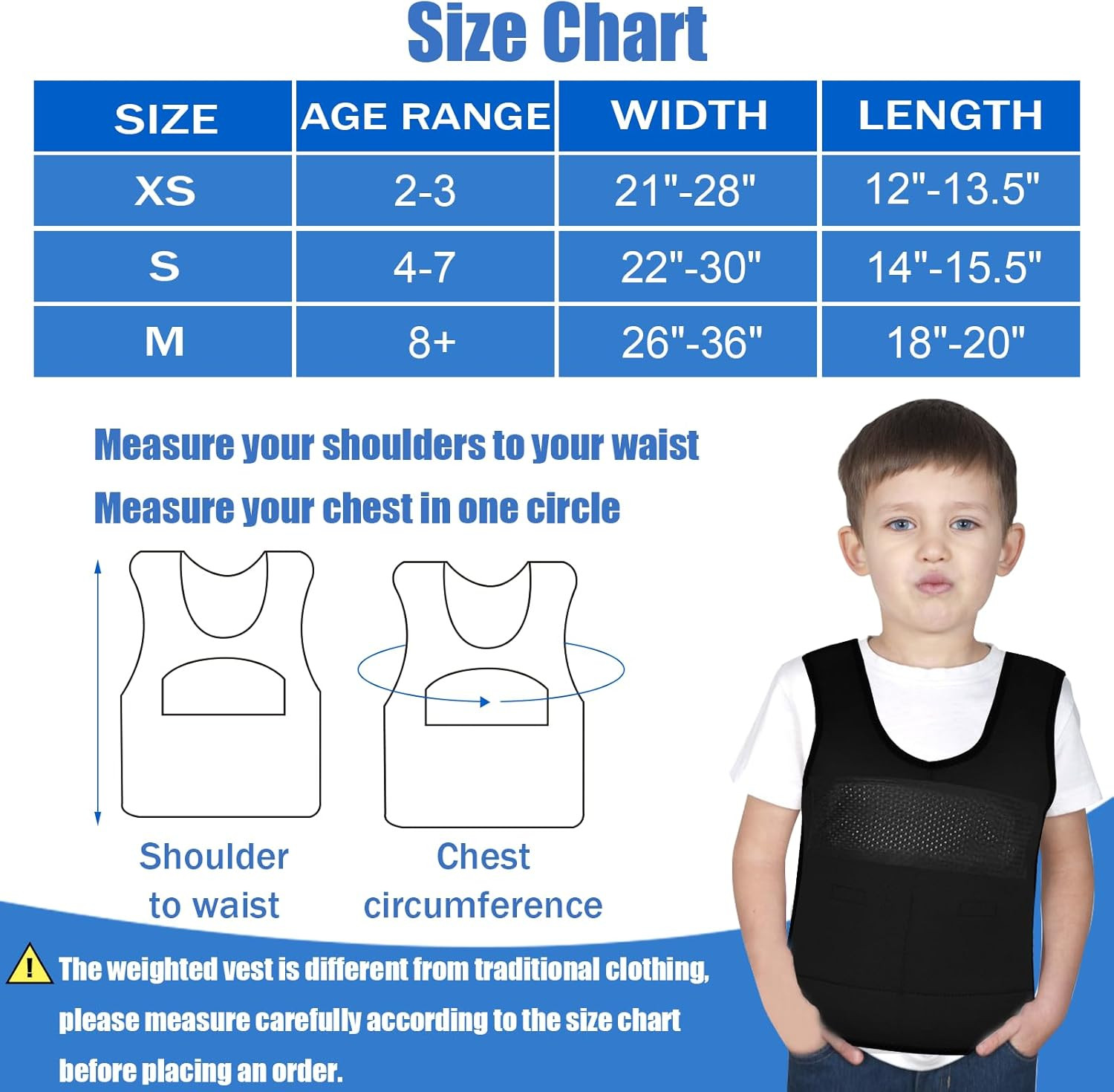 Weighted Vest for Kids (Small, Ages 4 to 7) Compression Vest for Kids Including