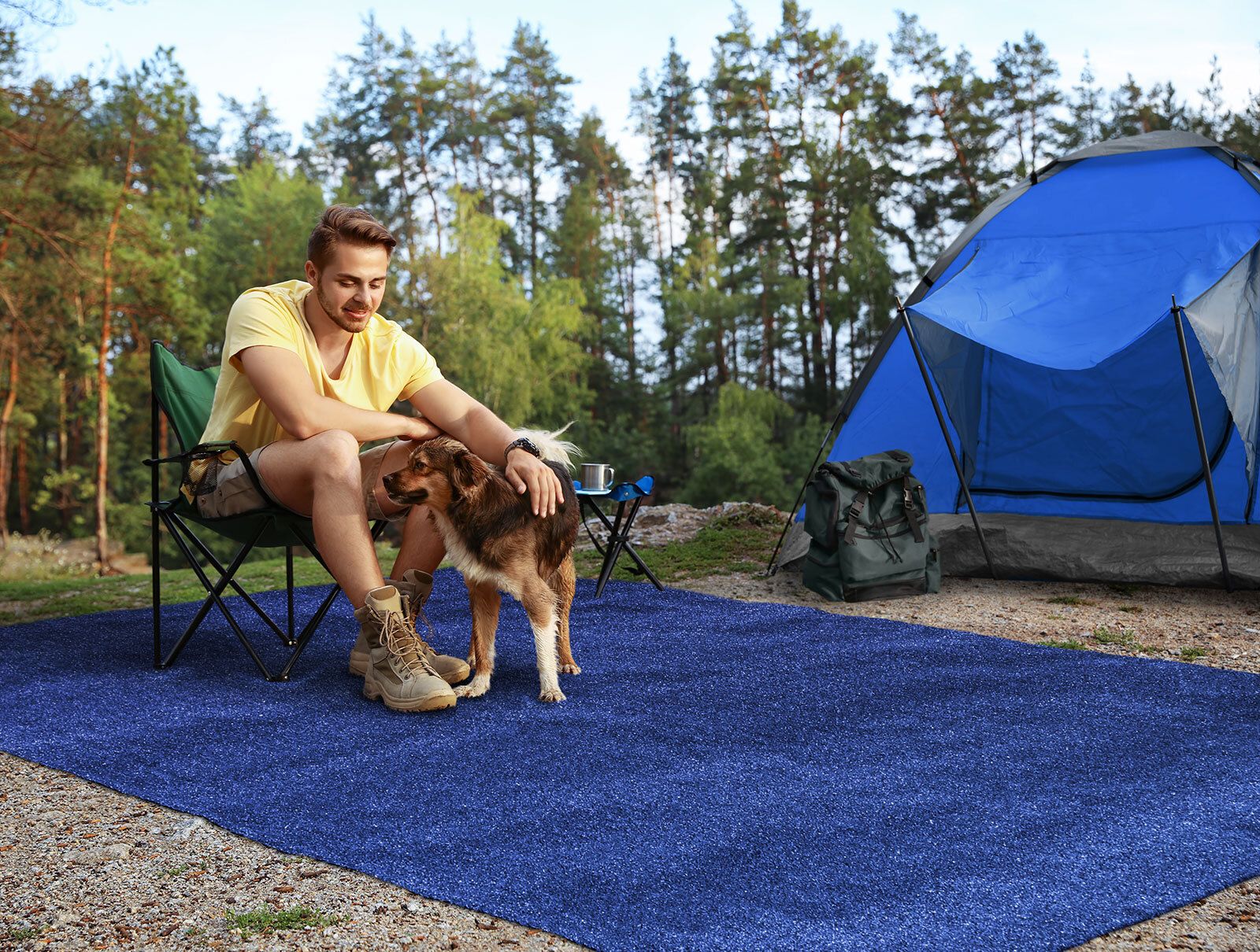 Outdoor Artificial Turf with Marine Backing ELECTRIC BLUE Spectrum Series .25 In