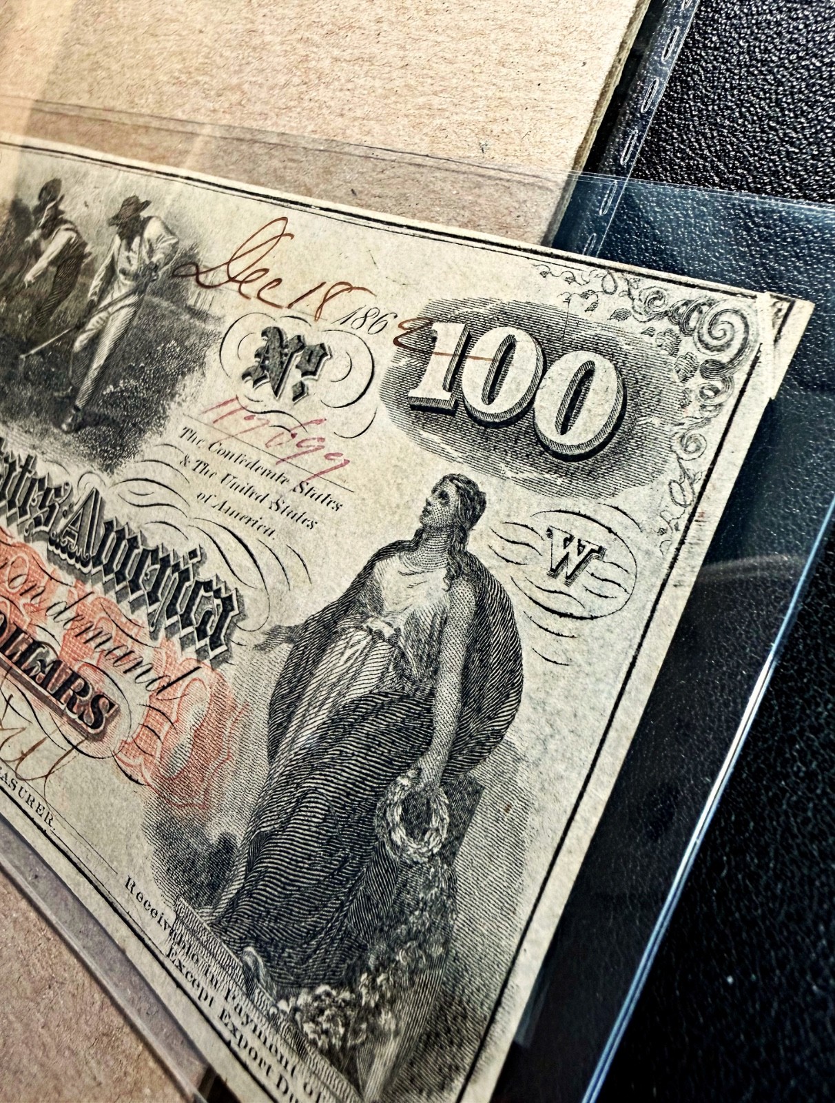 T-41 1862 $100 Confederate States of America CSA "MINOR GUTTER FOLD ERROR" - VF