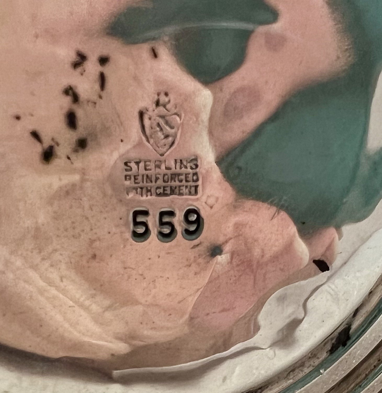 Antique Rare Hallmarked Sterling Silver Cement Filled Candlesticks Cut Glass