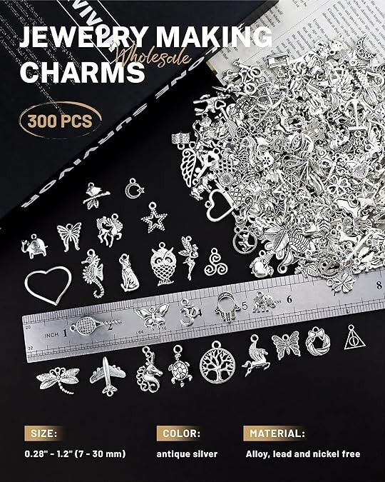 300 PCS Wholesale Bulk Lot Jewelry Making Charms Mixed Smooth Tibetan Silver NEW