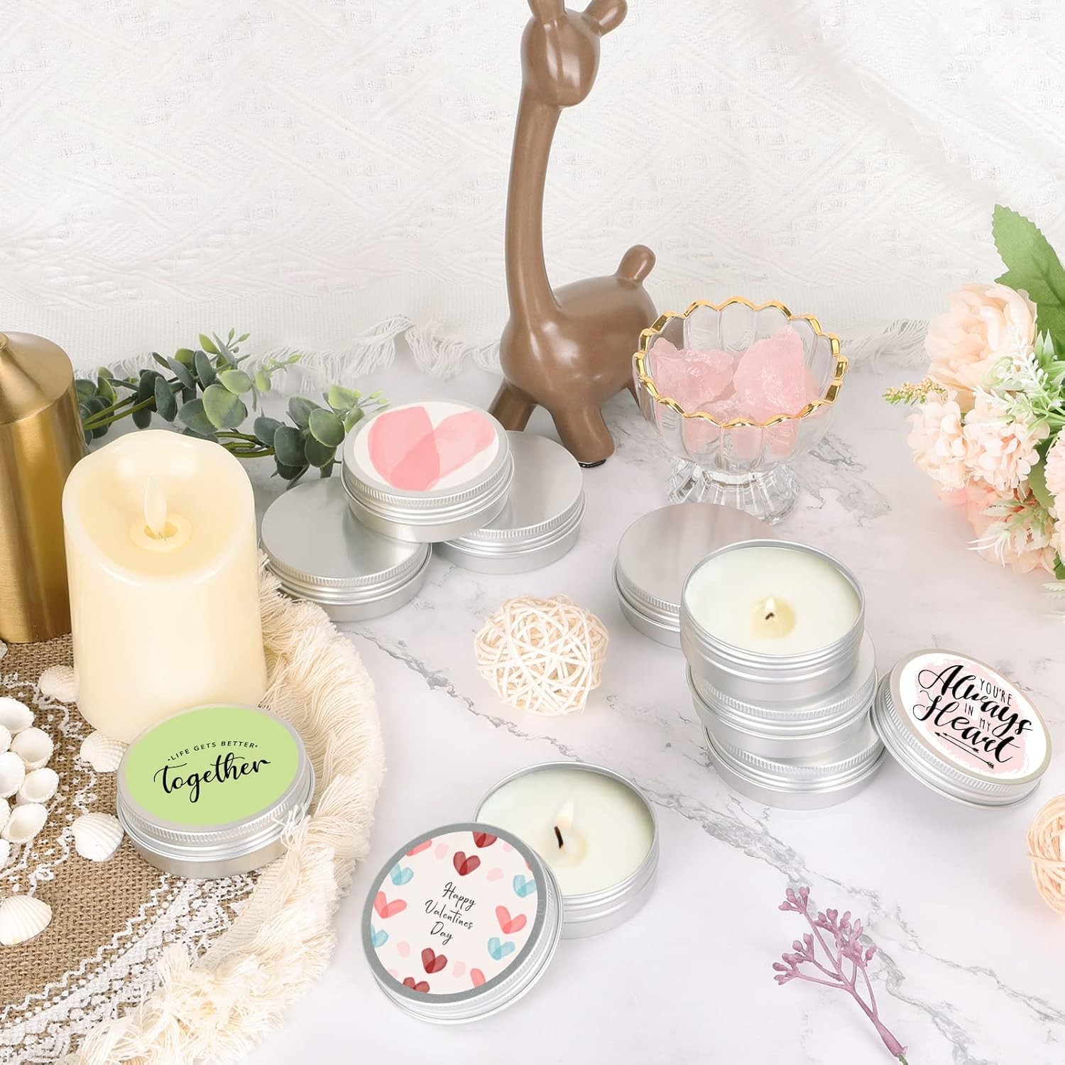 60 Pack 2Oz Metal Round Tins with Screw Lid for Lotion Bars and Balms