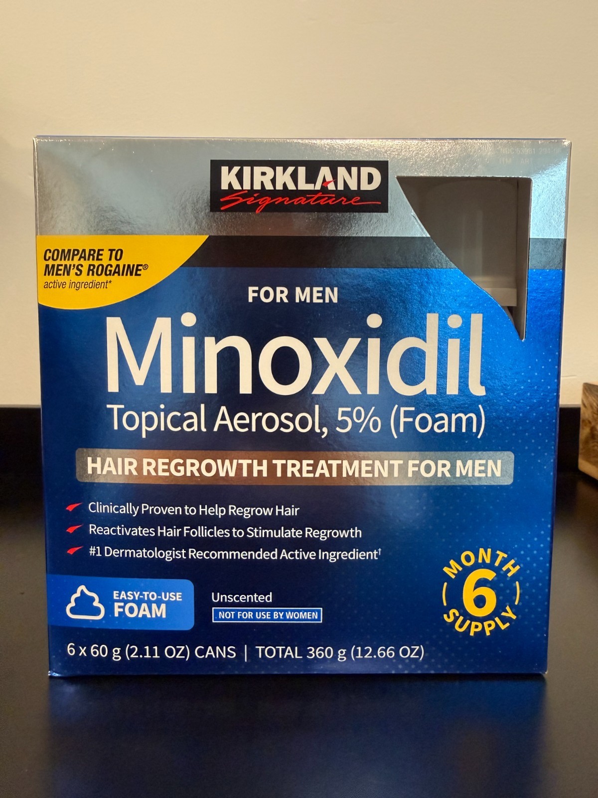 Kirkland Minoxidil FOAM 5% Extra Strength Men Hair Regrowth 6 Months Powerful