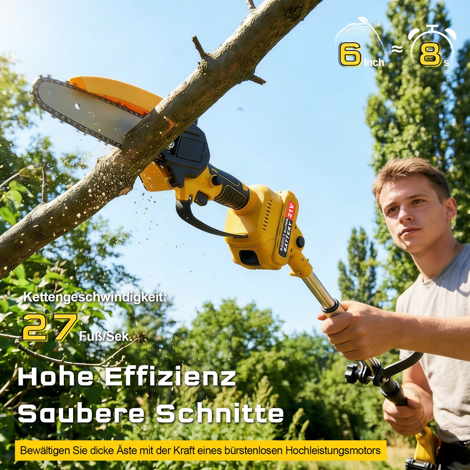 Telescoping High Pole Chainsaw Pruning Electric Pruner Garden Tree Branch Saw