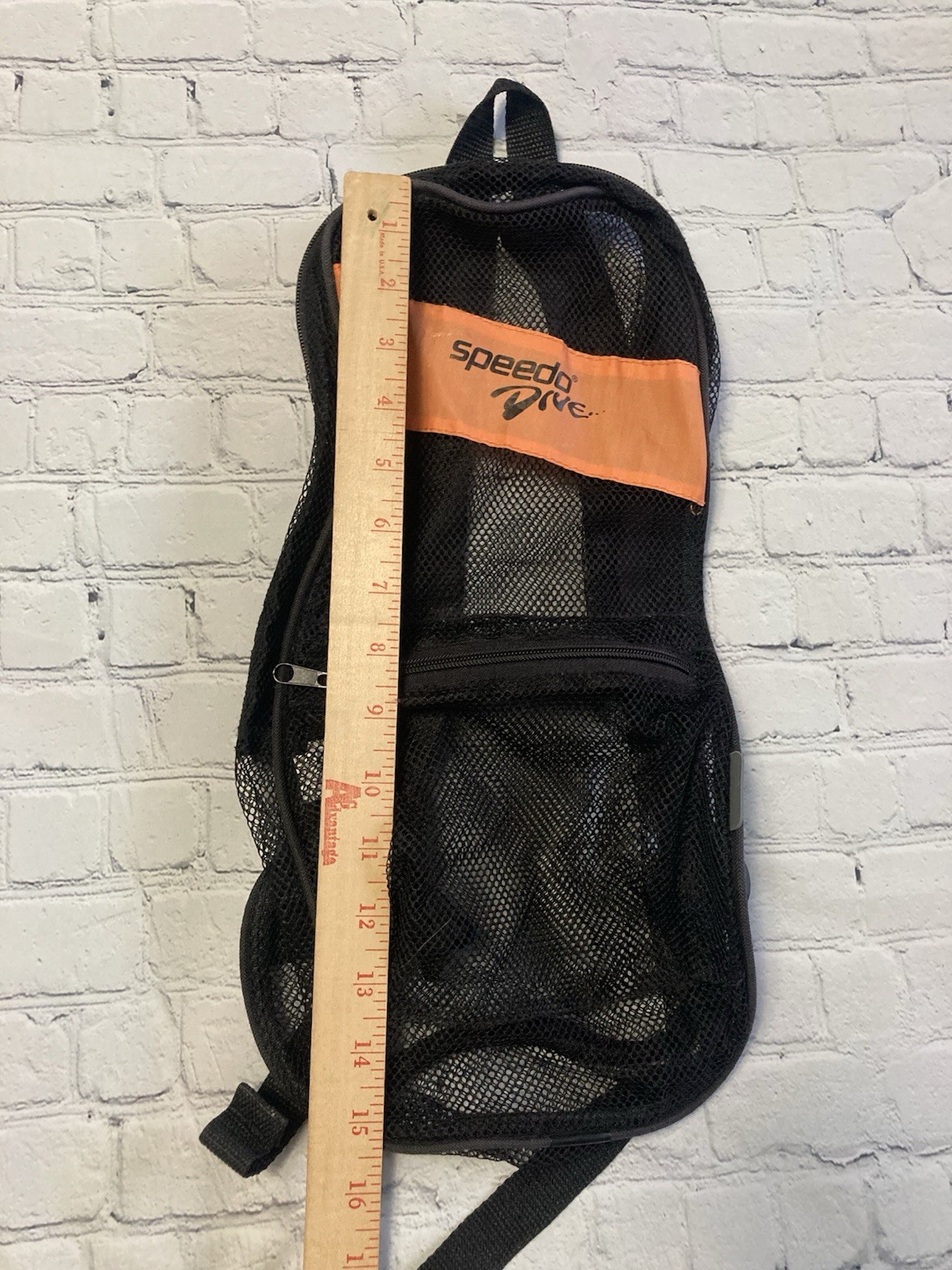 Speedo Dive Mesh Backpack Lightweight Swim Bag For Snorkel Flippers Orange #2