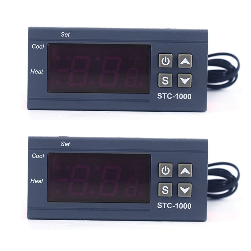 2x Digital Temperature Controller STC-1000 Thermostat w/ NTC Sensor AC 110V 220V