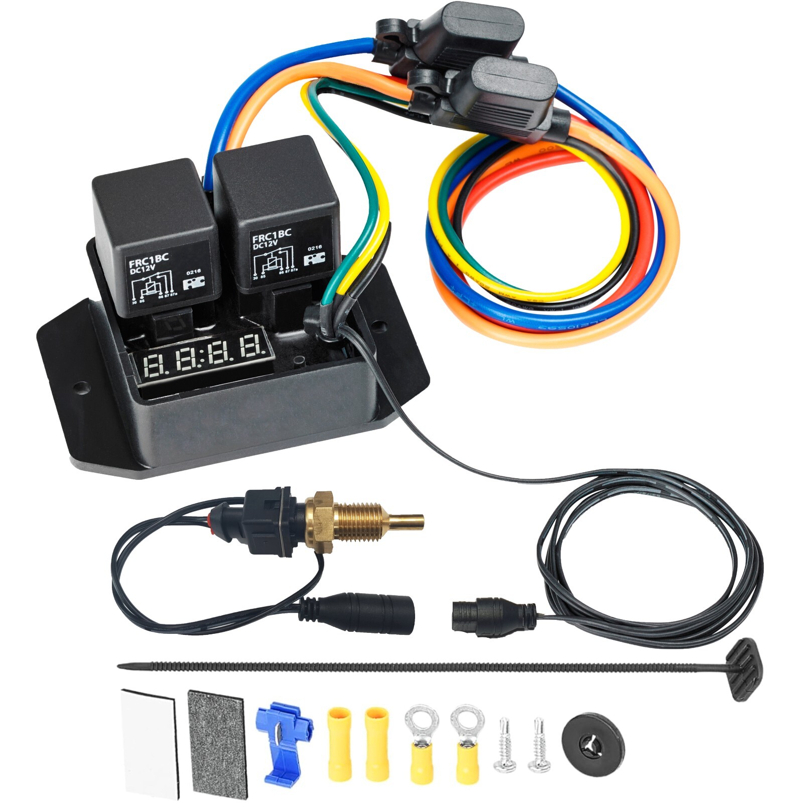 DIGITAL ADJUSTABLE THERMOSTAT DUAL ELECTRIC FAN 1/8" NPT TEMPERATURE SWITCH KIT