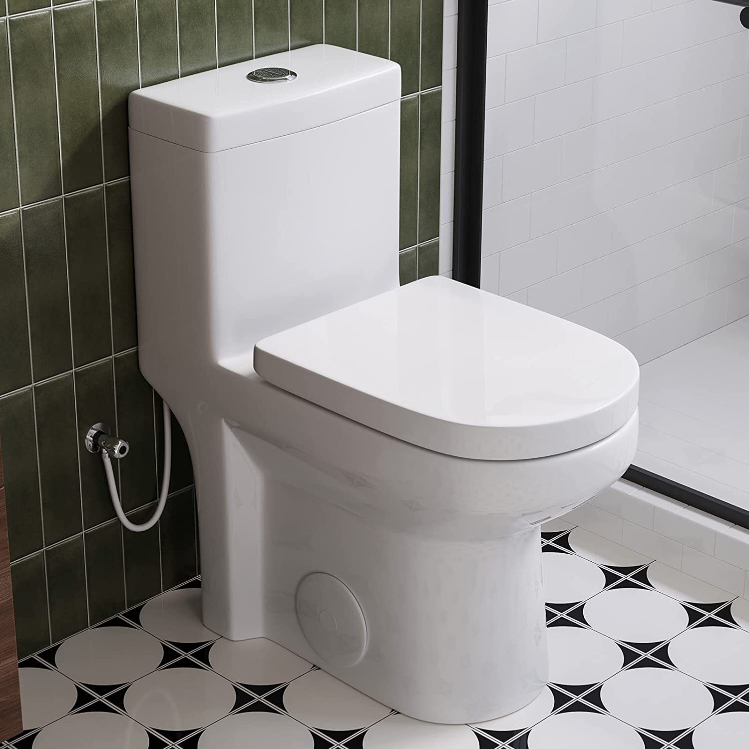 HOROW Small Compact One Piece Toilet with Soft Closing & UF Seat 12'' Rough-In