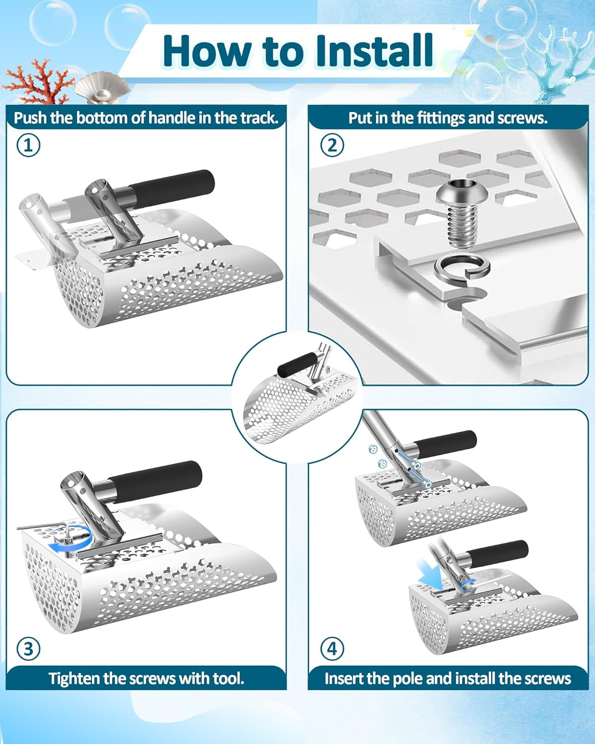 Stainless Steel Sand Scoop for Metal Detecting and Treasure Hunting