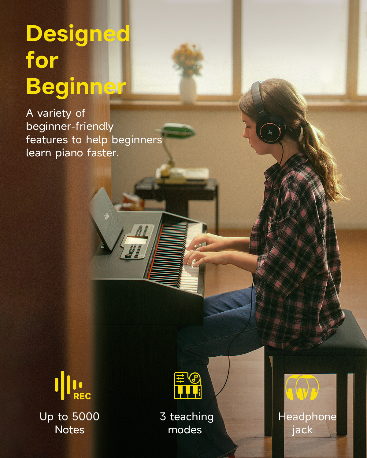 Donner DDP-95 Digital Piano Keyboard With Stand Pedal Unit Weighted Key | Black