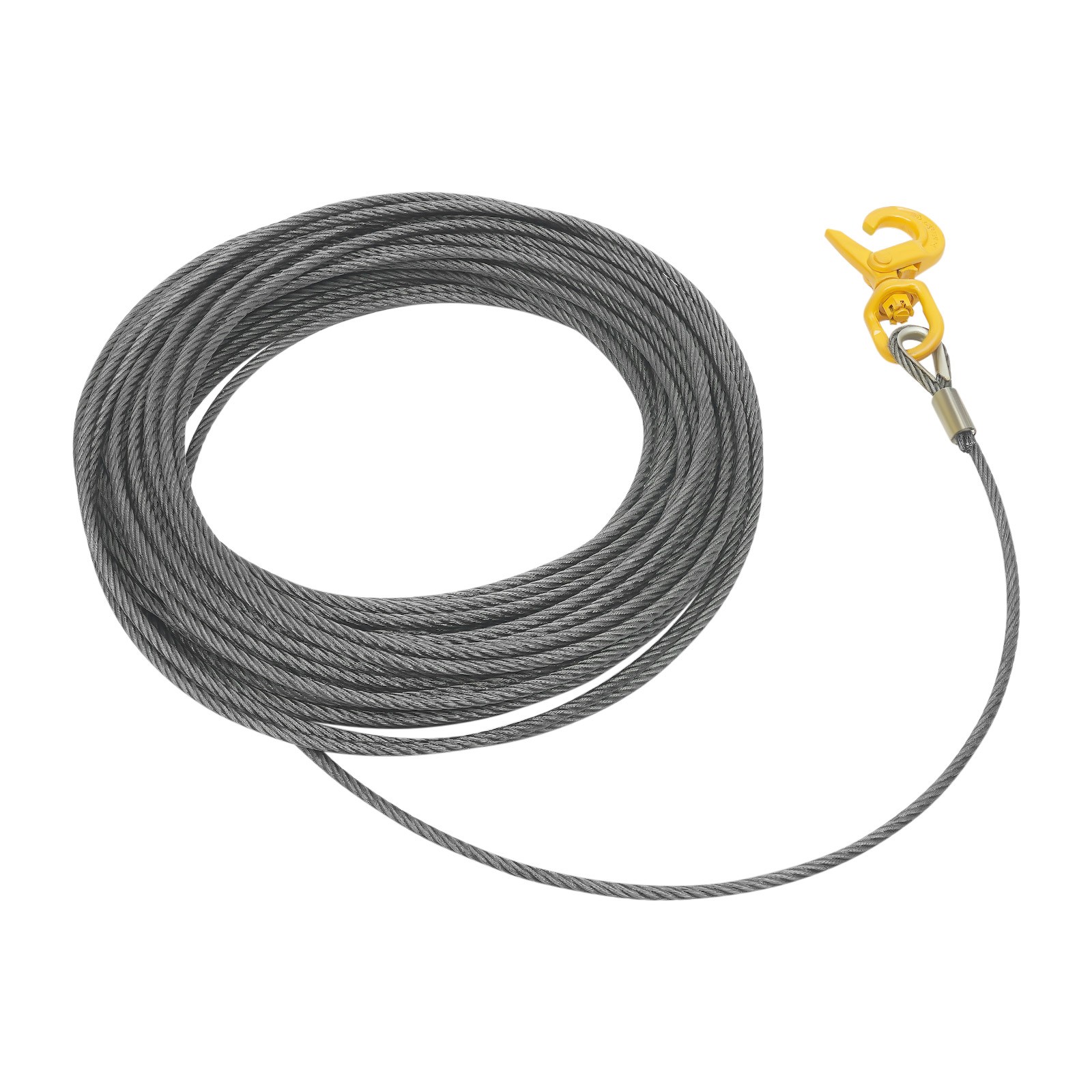 Wire Rope with Swivel Hook 3/8"x150ft Winch Cable with Self Locking Hook Safety