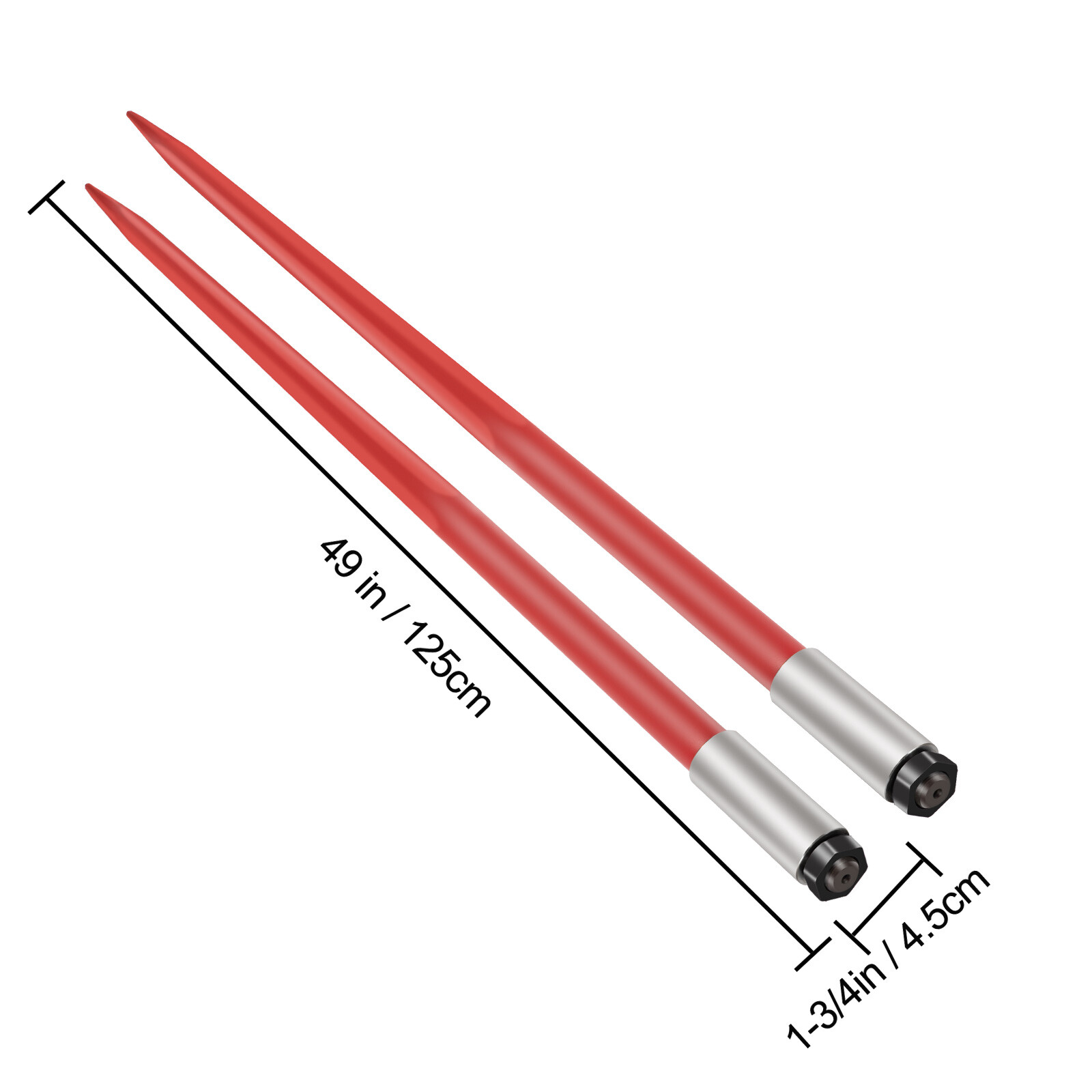 VEVOR 2Pcs Hay Bale Spear 49" 4500 lbs Capacity Spike Fork for Tractors Loaders
