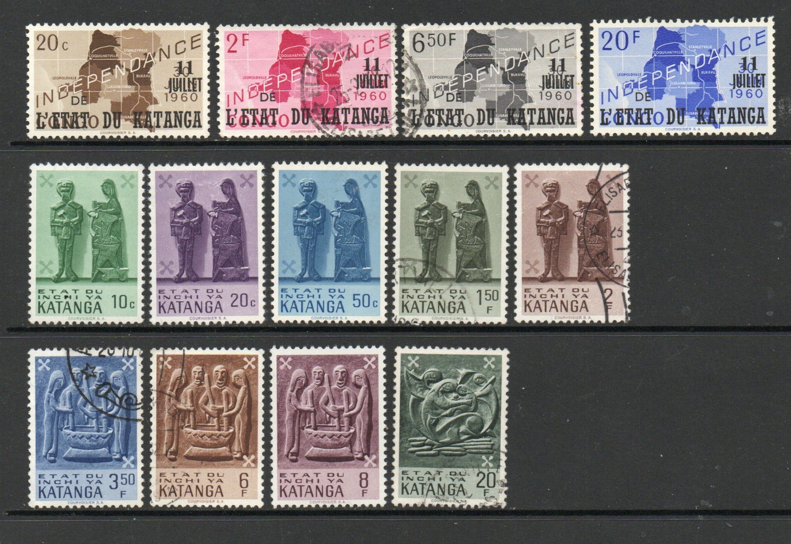KATANGA – 1960-1961 – CONGO REBEL PROVINCE - 12 DIFFERENT STAMPS - MINT/USED