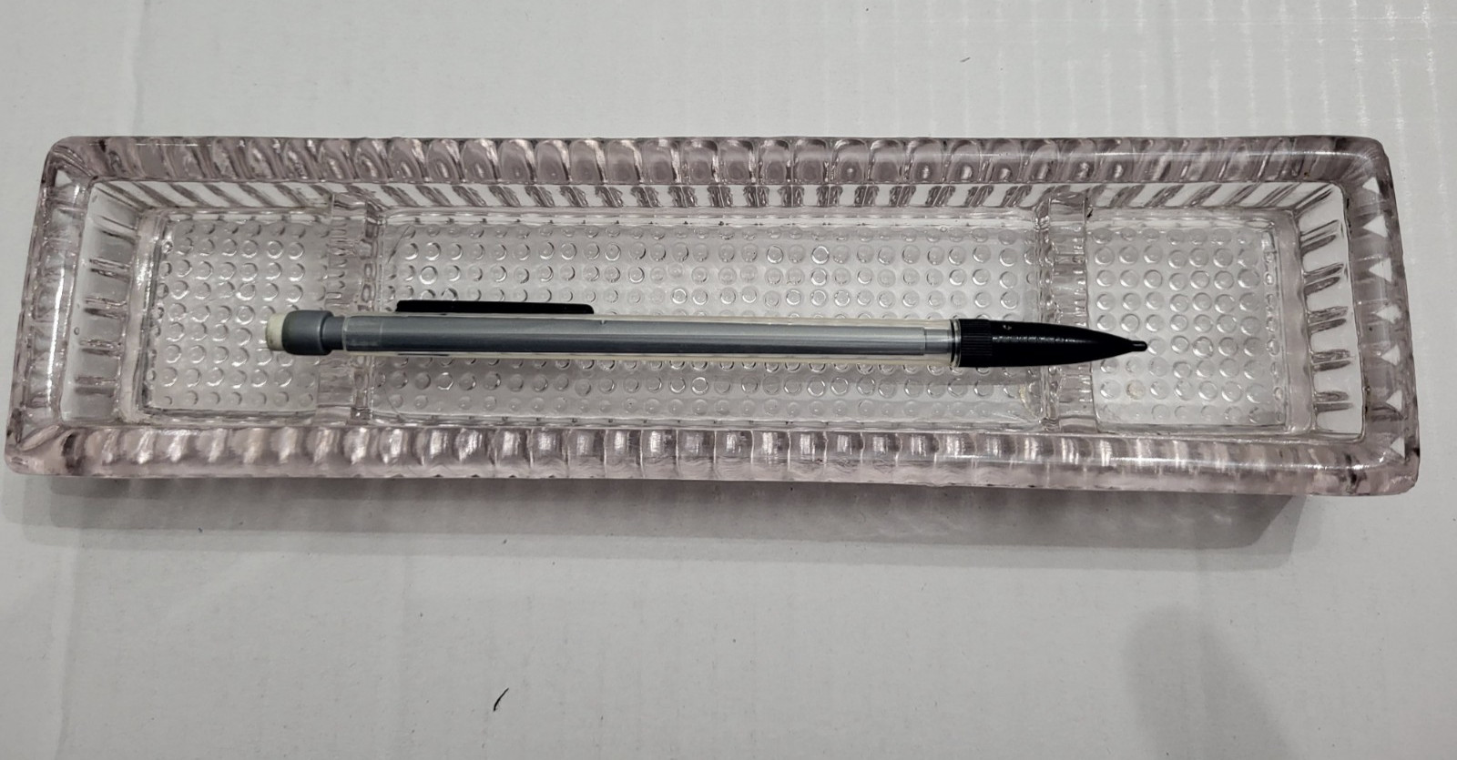 Vintage Glass Fountain Pen Rest ~ Desk Tray Display Holder ~ or ASHTRAY