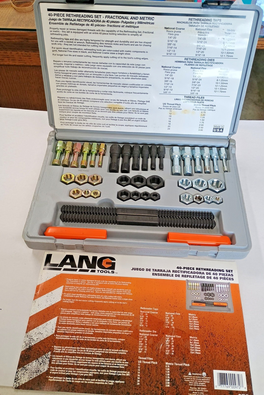 Lang 972 40 Pc SAET Metric Thread Repair Kit 3/8 Used-Restored New
