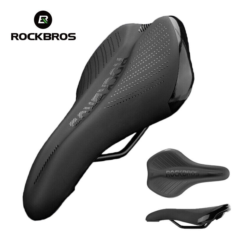 ROCKBROS Bike Seat Cushion Memory Foam Carbon Steel Saddle with Reflective Dots