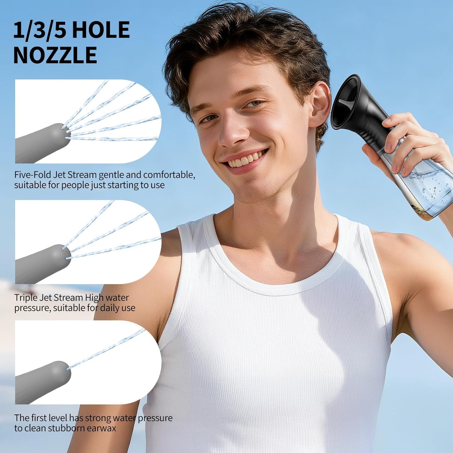 2000mAh Fast Charge Ear Cleaner - IPX7 Electric Ear Wax Removal Irrigation Kit