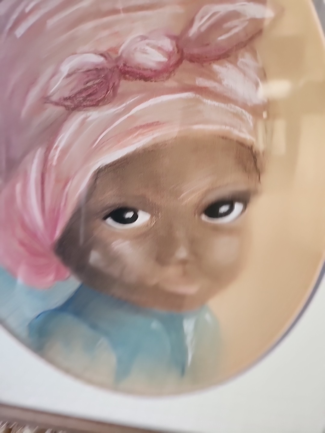 Young African American Girl Original Drawing Date 1983 Double Matted Under Glass