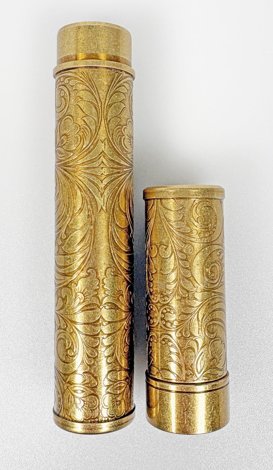 Golden Brass Engraved Cigar Tube Case Tubos Metal Portable Travel Storage Holder