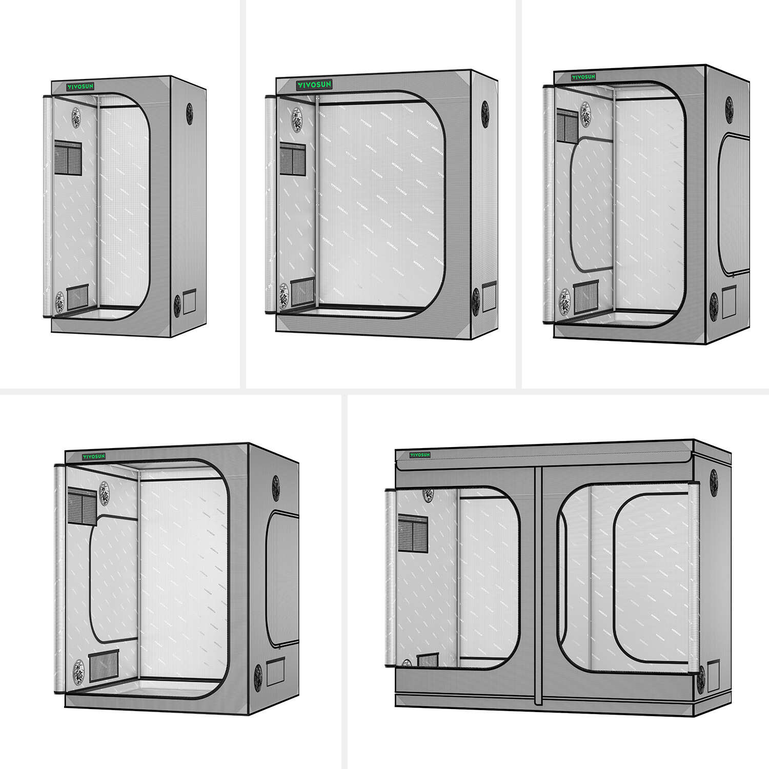 VIVOSUN 4x2/3x3/4x4/5x5/8x4 Updated Grow Tent Mylar Room Thickened Poles 165lbs