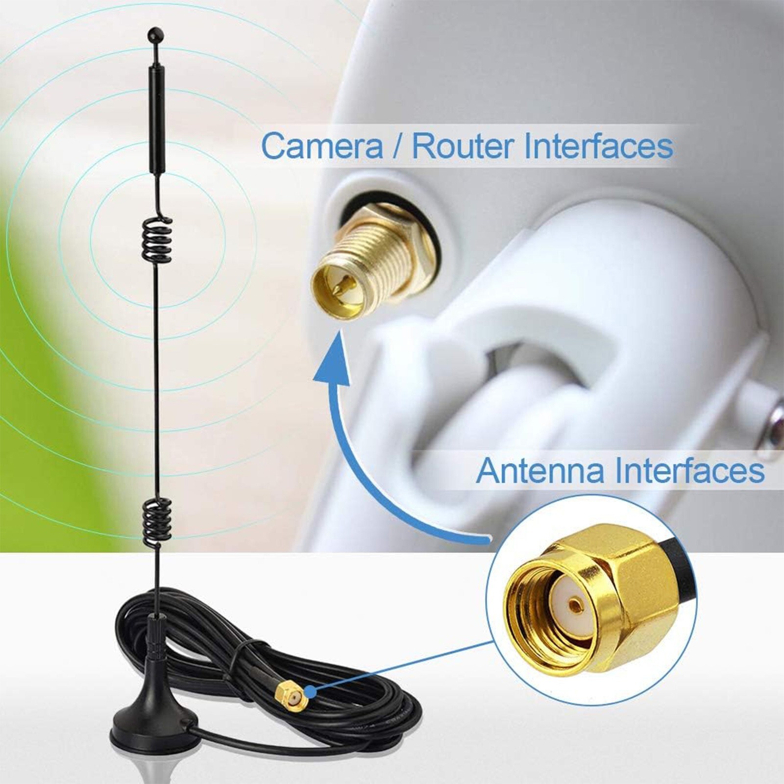 Dual Band RP-SMA Male Antenna for WiFi Router Wireless Security IP Camera 9dBi