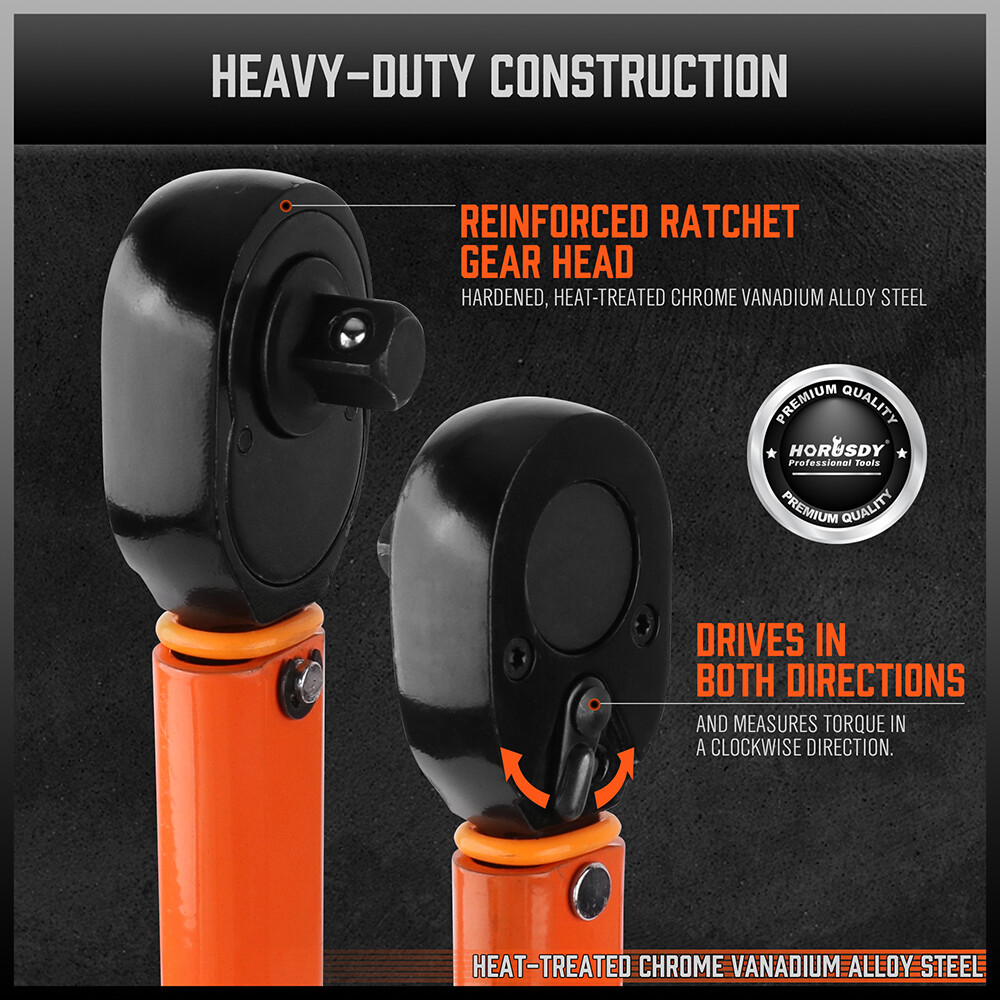 3/8" Torque Wrench Snap Socket Professional Drive Click Ratcheting Reversible