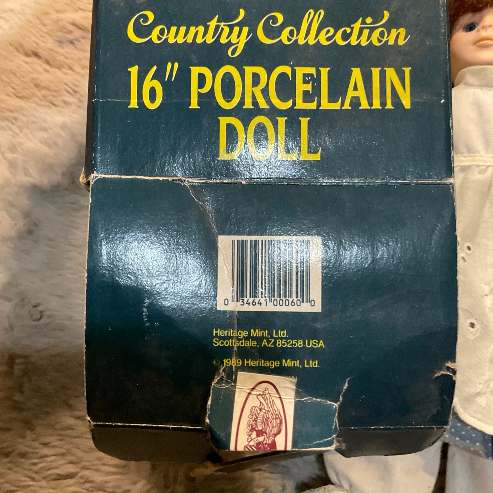 Country Collection 16" Pocelain Doll Kelsey D-60 Heritage Mint 1989