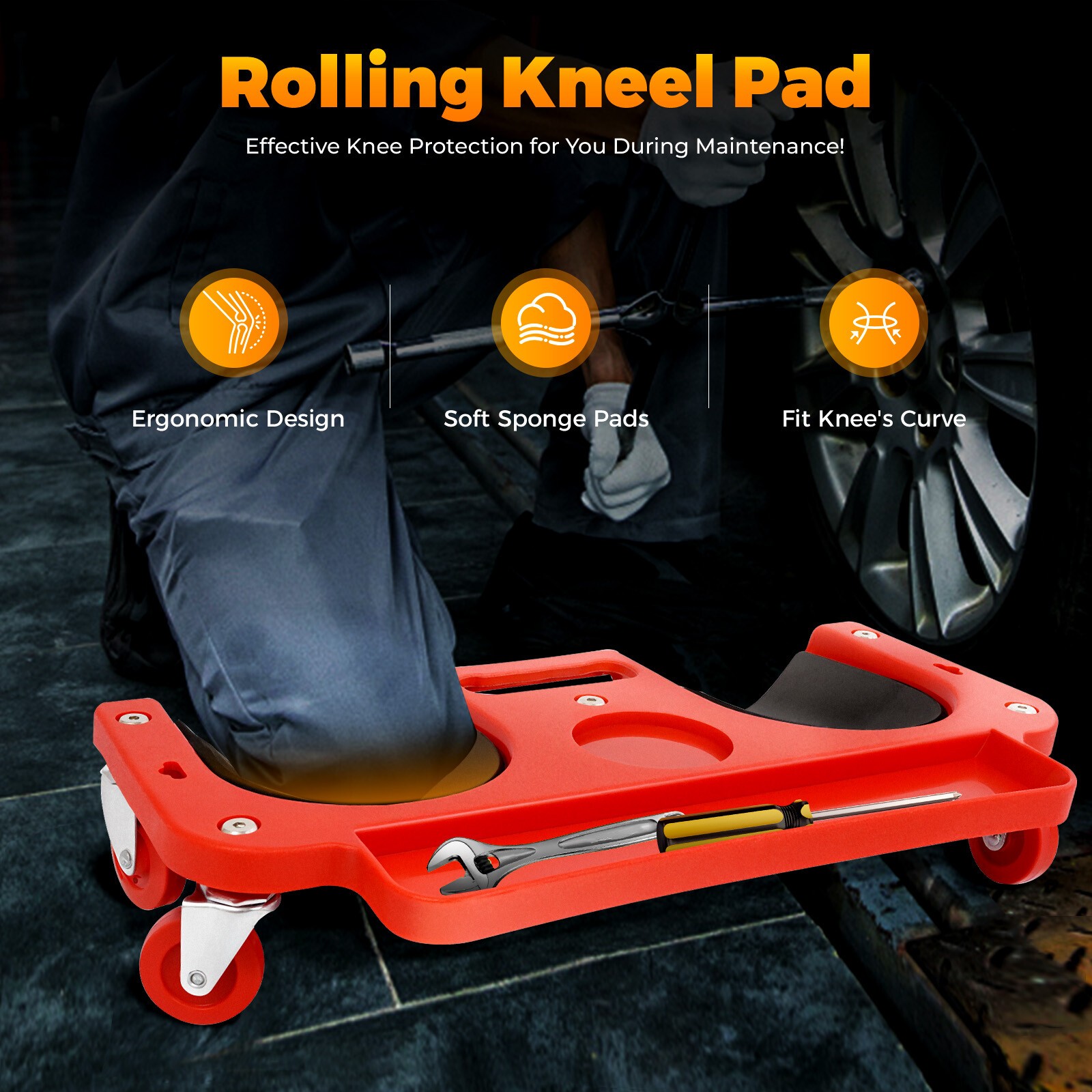 Universal Wheel Rolling Knee Cart Rolling Knee Pad for Mechanic Carpenter Floors