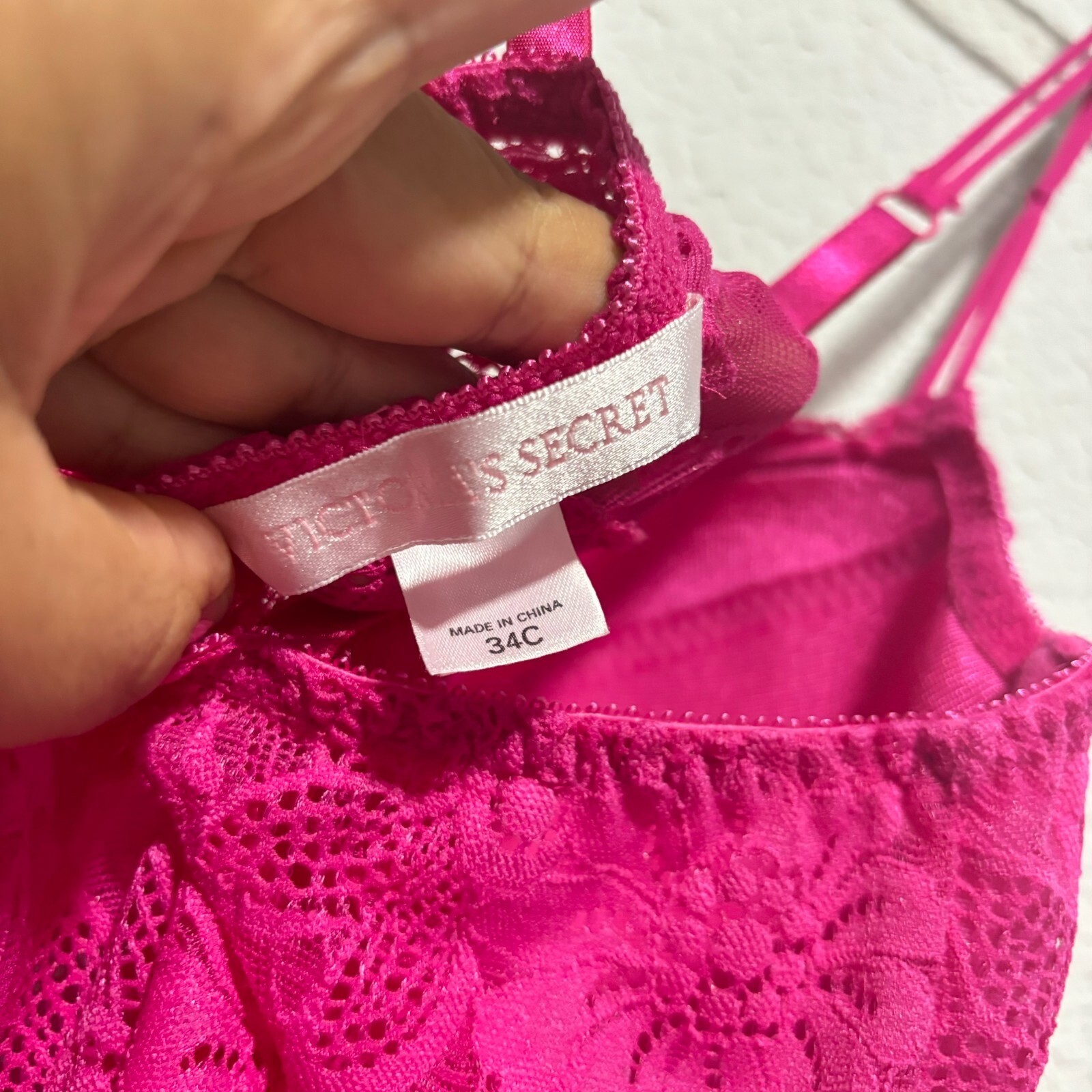 Victoria's Secret Hot Pink Floral Lace Underwire Chemise Slip Dress 34C Y2K