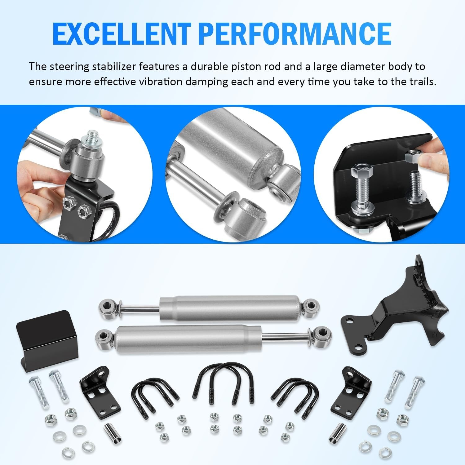 8734930 N3 Dual Steering Stabilizer for Jeep JK Wrangler 2007-2018