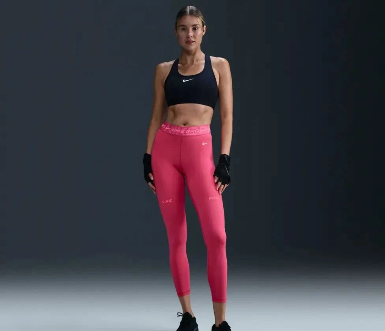 $65 NIKE PRO Women’s 7/8 Mid Rise Graphic Leggings-FV7397-Pink-Medium-New Tag