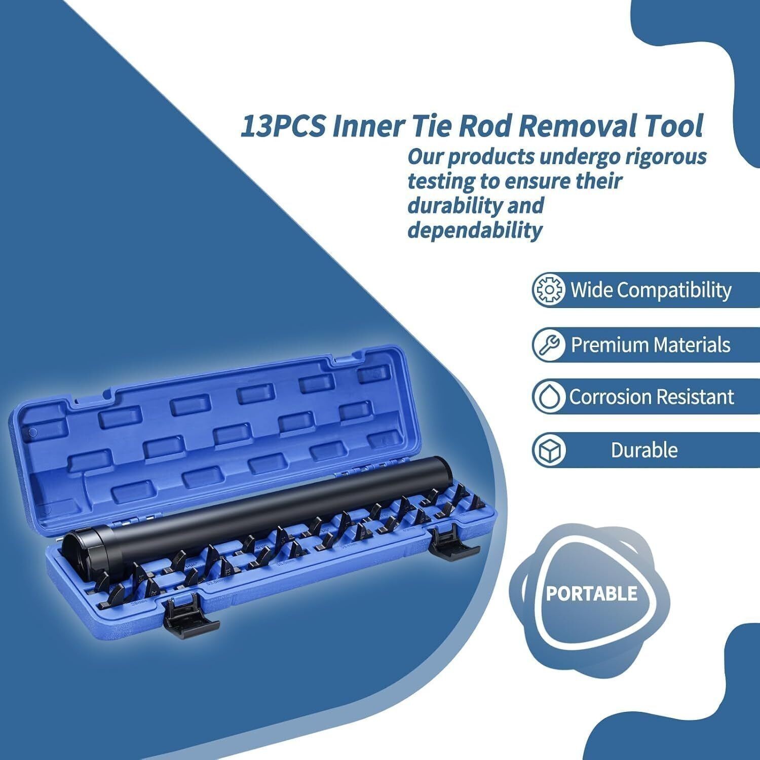 13pc Inner Tie Rod Removal Installation Tool Set with 12 SAE & Metric Adaptors !