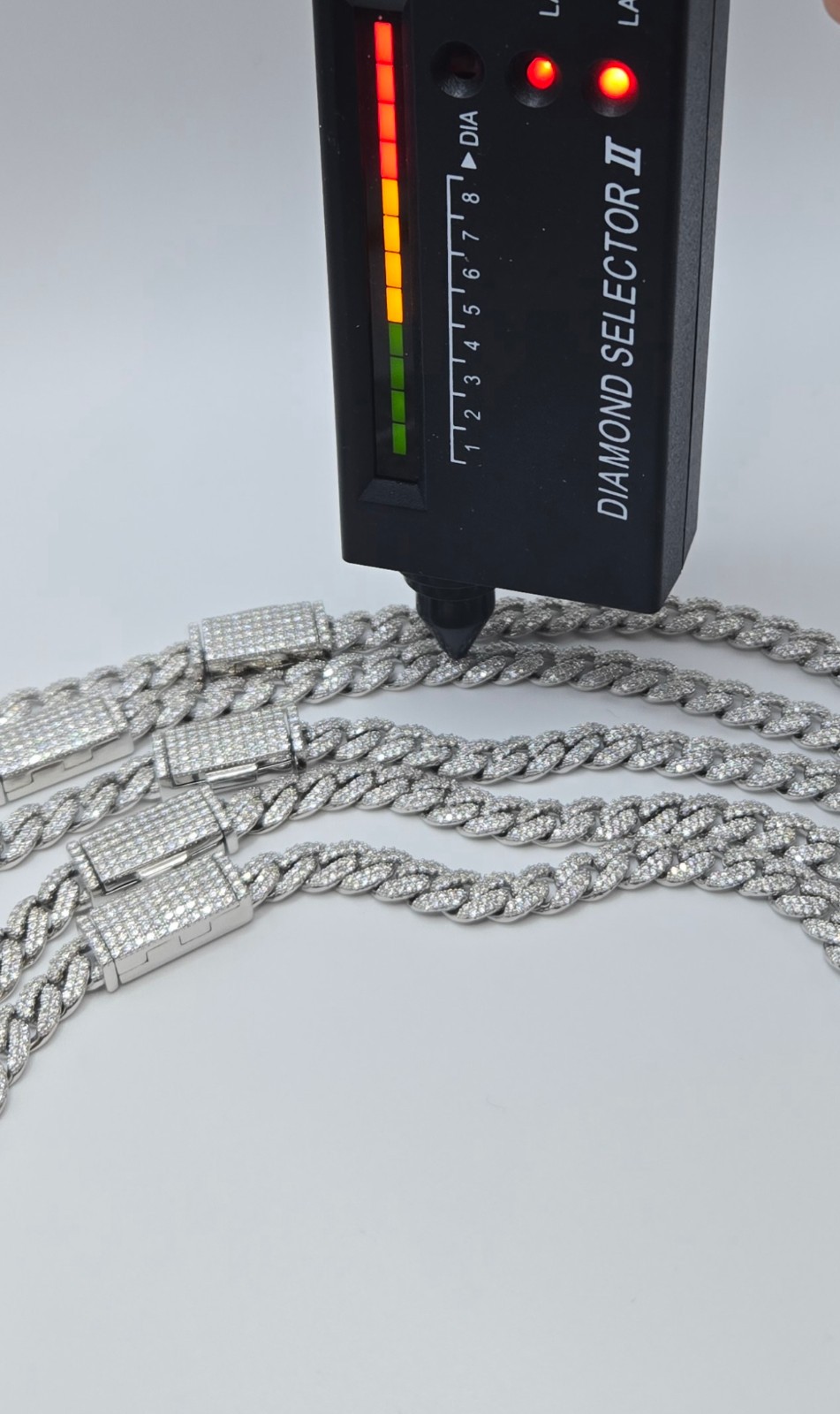 Genuine MOISSANITE Miami Cuban Chain Necklaces 6mm, 925 Sterling Silver, Icey