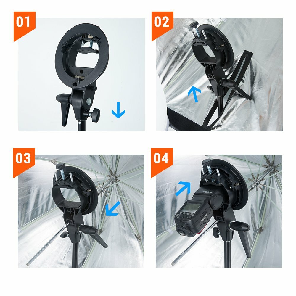 US Godox 80/120cm Umbrella Softbox+S-Type Bracket Stand For Rectangle Flash Head