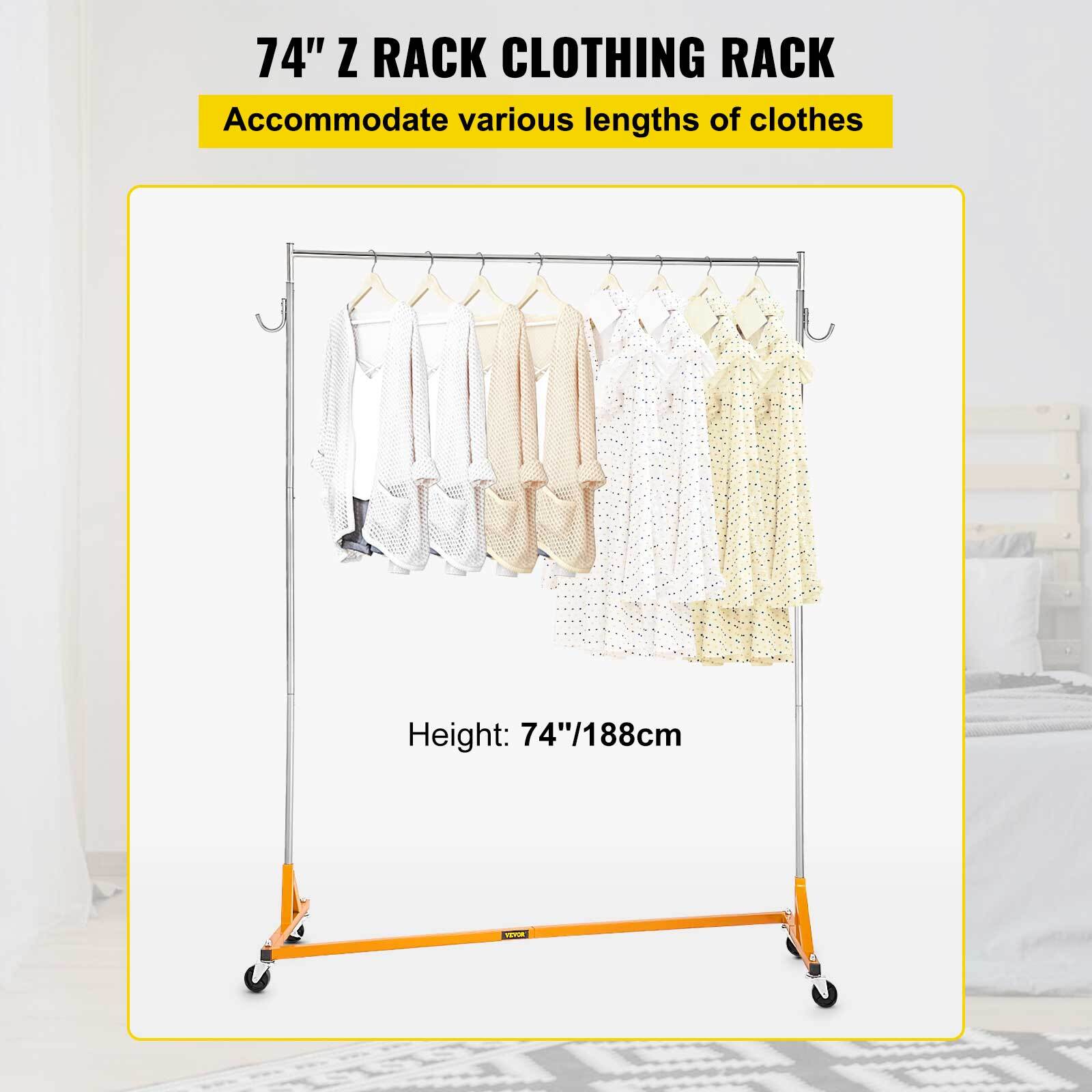 VEVOR Z-Truck Clothing Rack Rolling Garment Z Rack Lockable Casters Heavy-duty