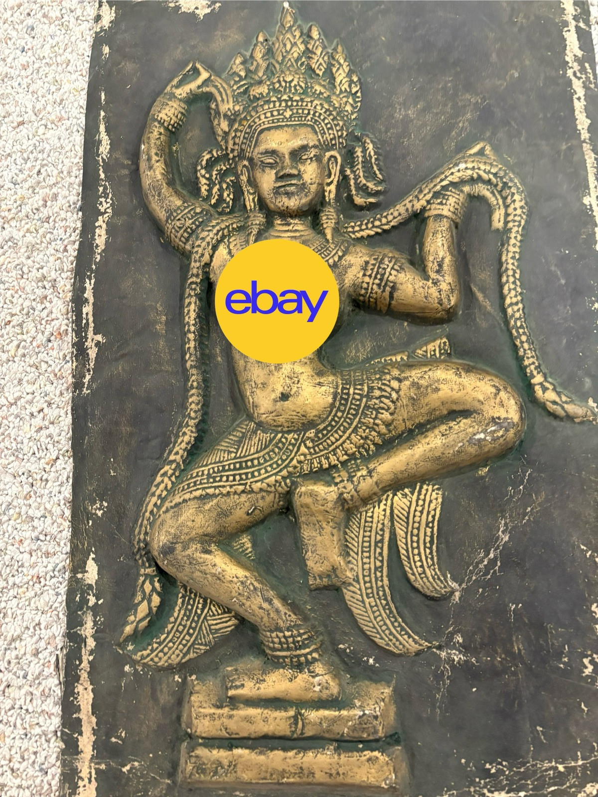 Vintage Rubbings Apsaras Dancing Pair Rice Paper Art Bas Relief Cambodian Thai