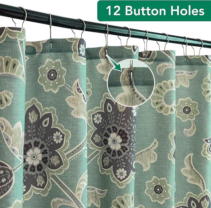 spring home Fabric Shower Curtain 72" X 72", green Printed Bathroom Curtains