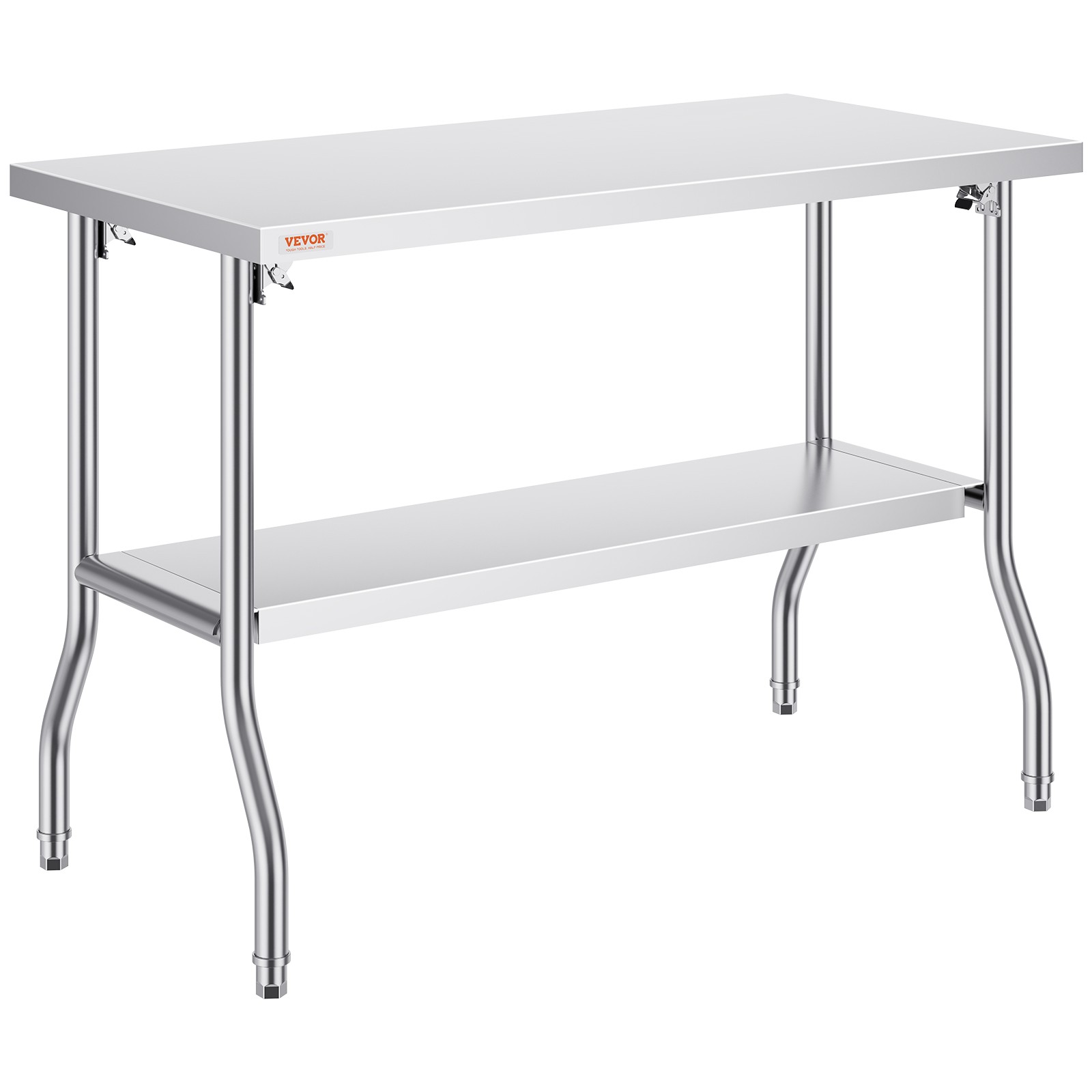 VEVOR Folding Commercial Prep Table Commercial Worktable Workstation 48 x 24 In