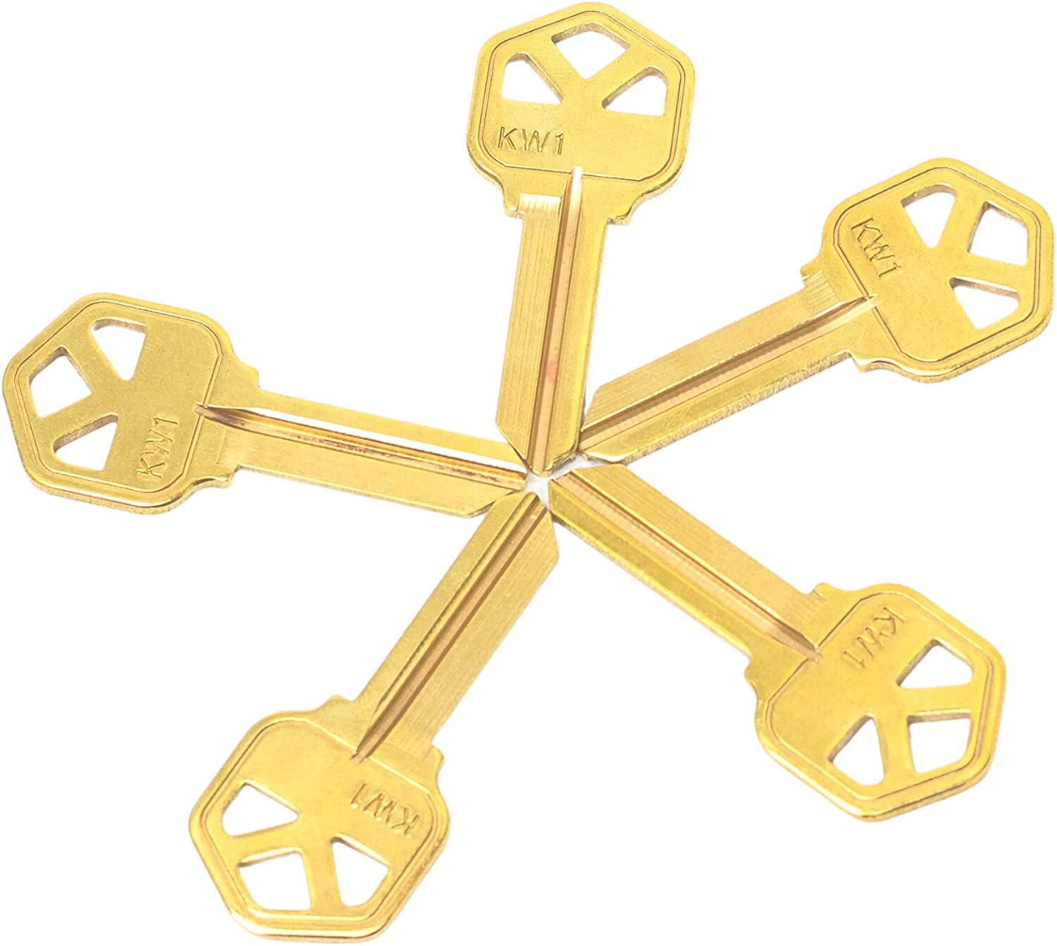 KW1 Brass Finish 5-Pin Key Blanks KW1 Uncut Blank Keys Pack of 50 Keys