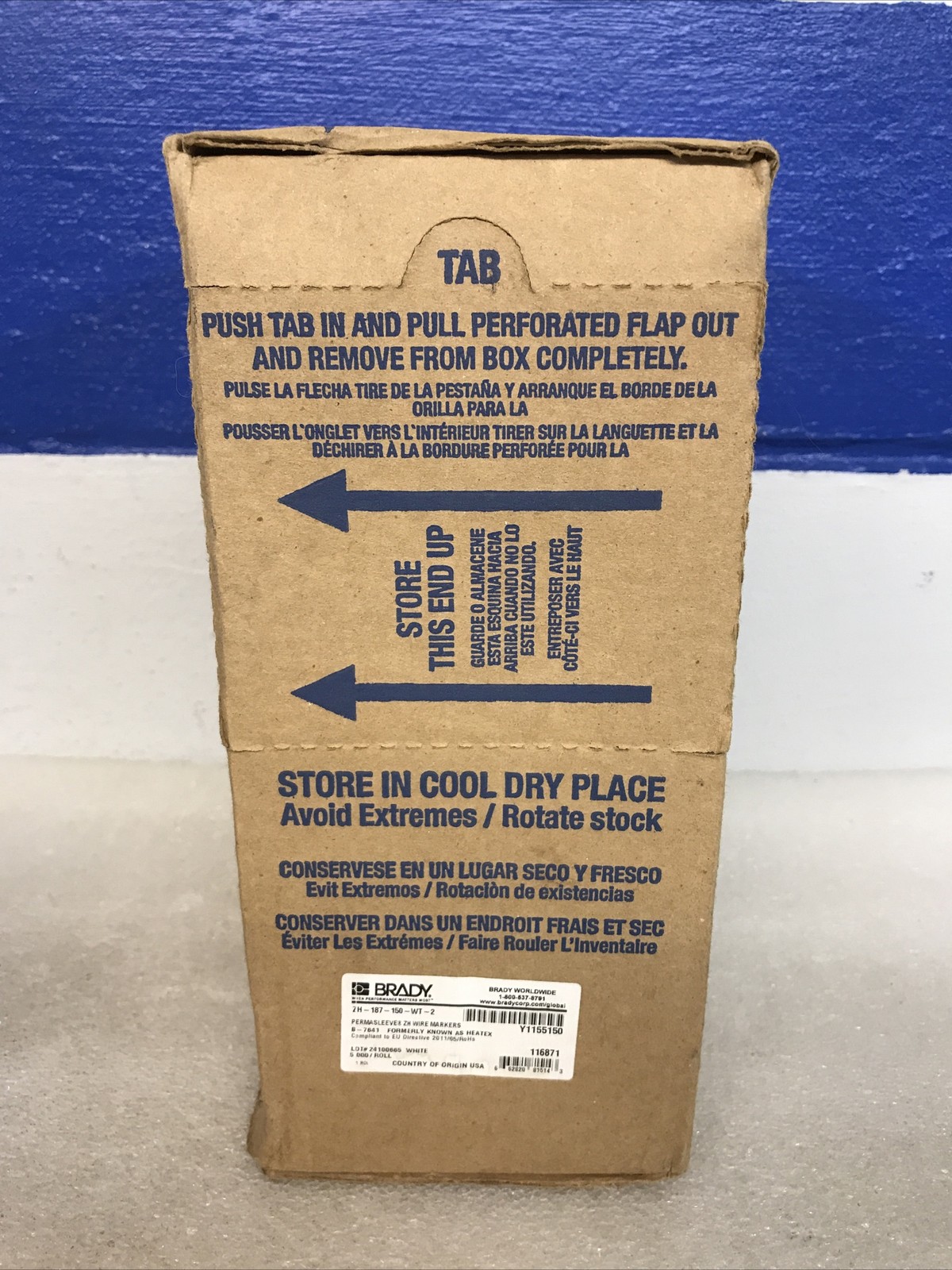 Brady ZH-187-150-WT-2 PermaSleeve Wire Markers White 5000 Count Roll New In Box