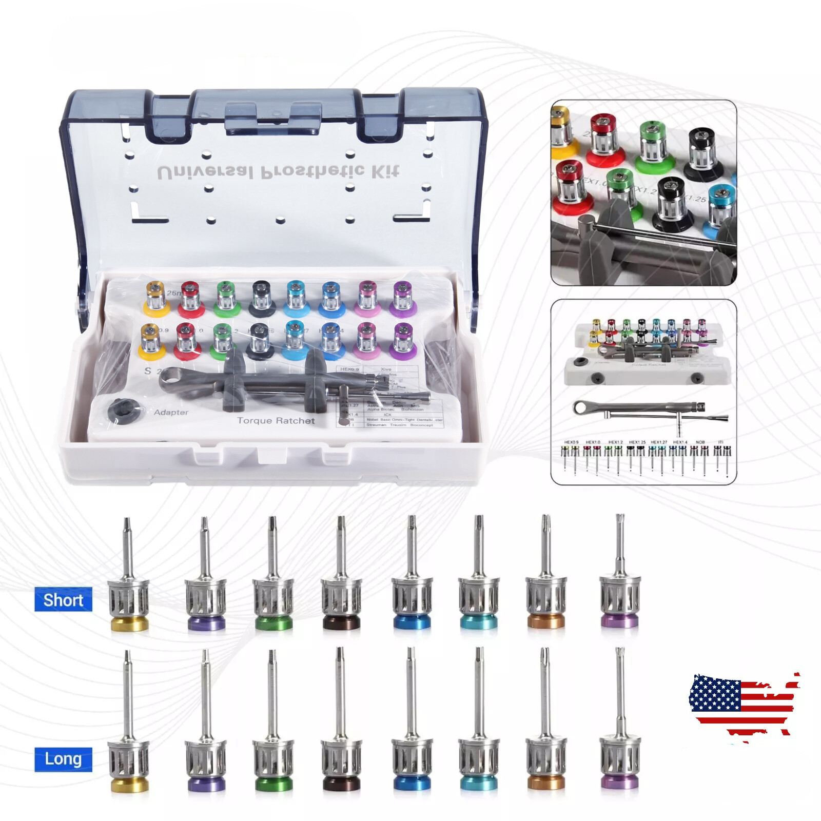 Dental Universal Implant Prosthetic Kit Torque Wrench Screw Drivers Remover st