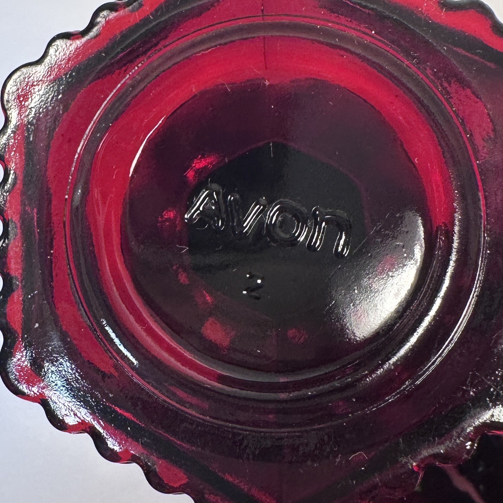 Set of 7 Avon Cape Cod Ruby Red Glass Goblets 4.5" Vintage Pressed Glass