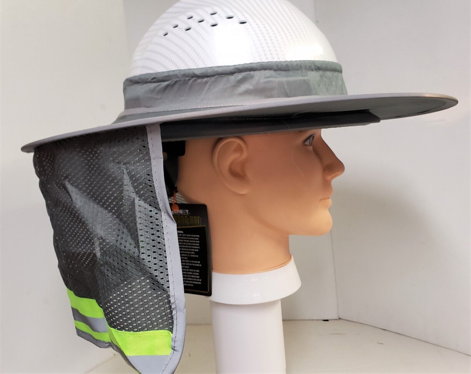 Hard Hat Sun Shade Visor for Full Brim Mesh Neck HI VIS REFLECTIVE STRIPE