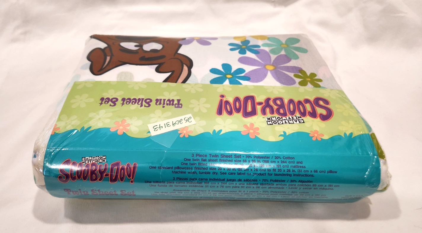 Scooby Doo Twin Sheet Set Vintage NEW RARE Sealed 3 Pieces 1999 Hanna Barbera