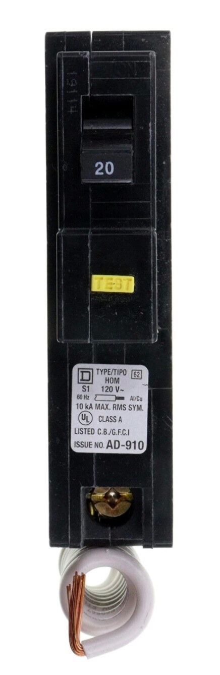 SQUARE D HOMELINE HOM120GFIC HOM120GFI 20A GFCI BREAKER NEW