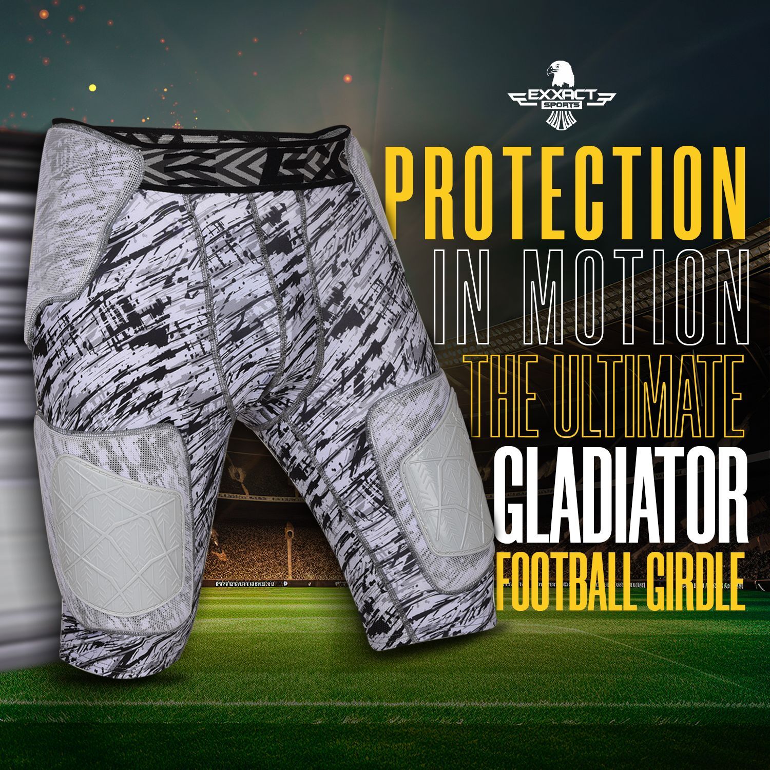 Exxact Sports Gladiator 5 Pad Adult Girdle for Men with Integrated Hips, thighs