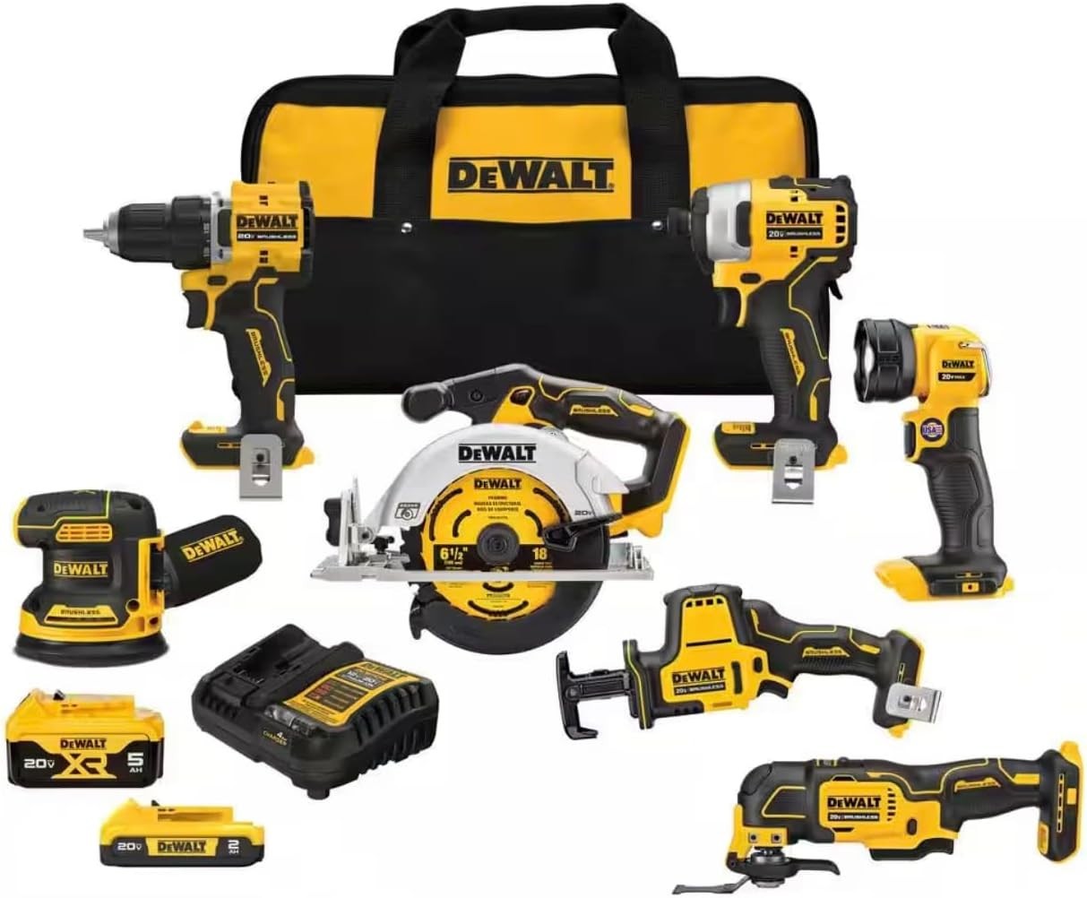 DEWALT 20V MAX 7-Tool Combo Kit Drill Impact Driver Saw New