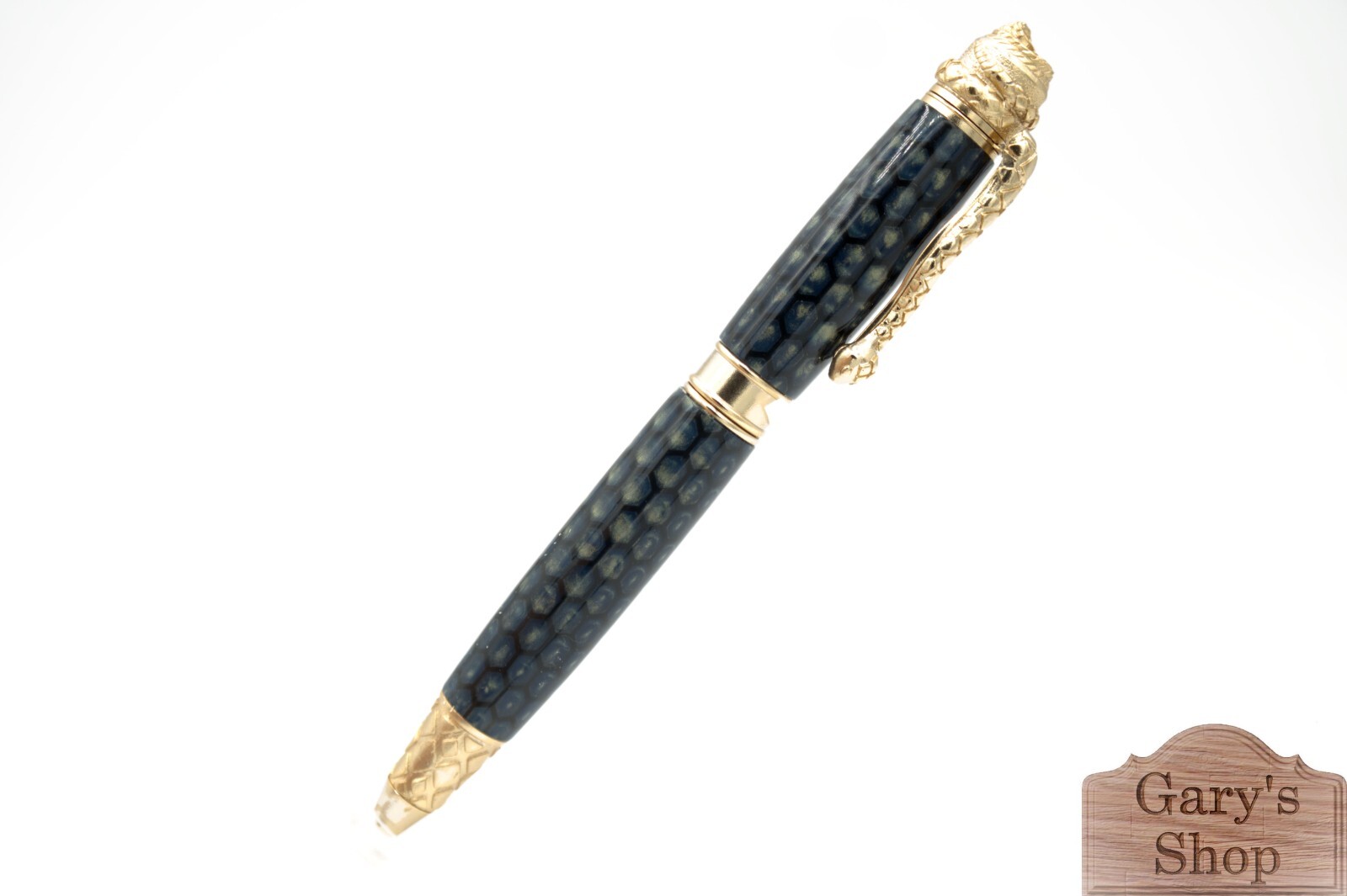 Lucky Snake Ballpoint Pen – 22kt Gold Finish, Green Honeycomb Unique Collectible