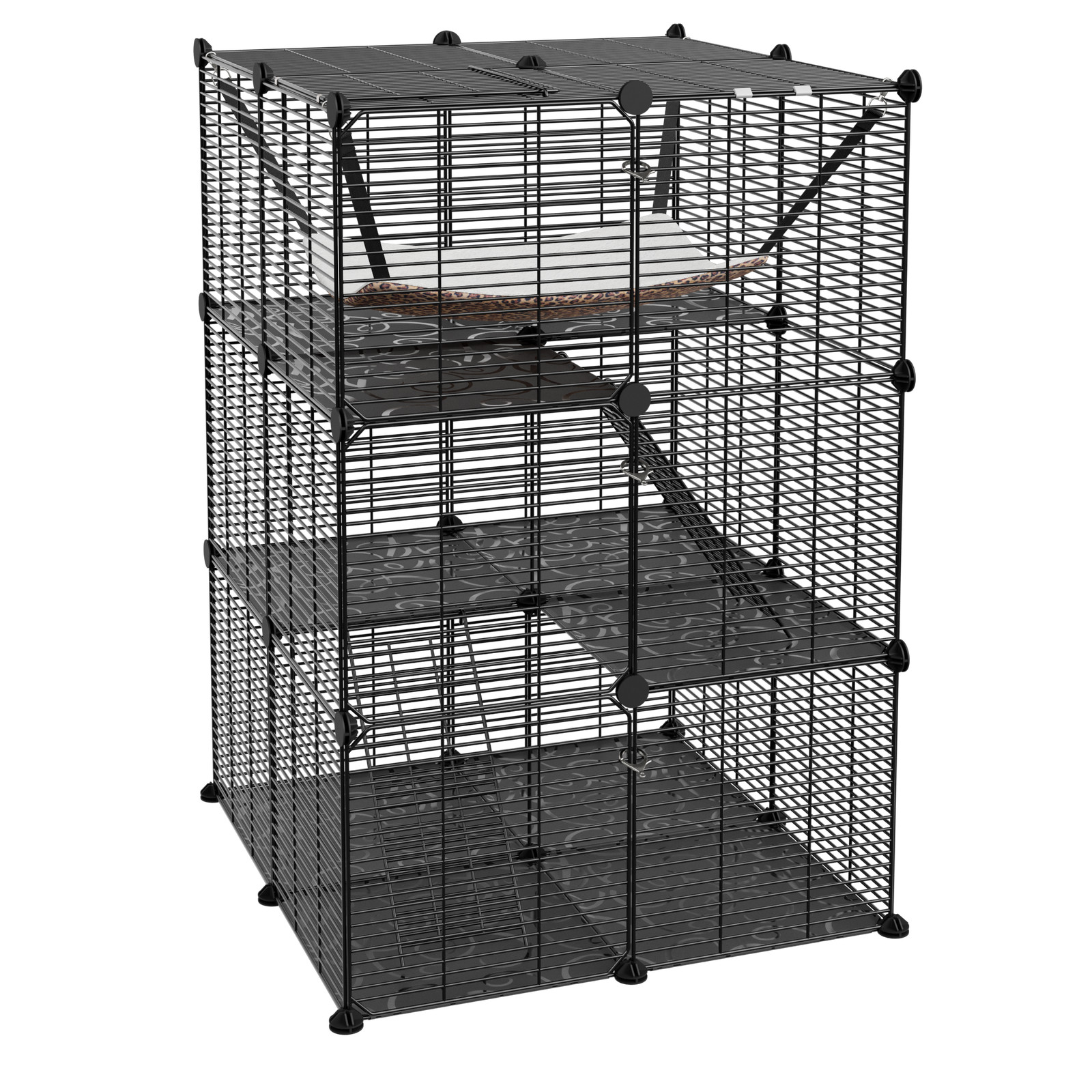 3 Tier Cat Cages Indoor DIY Cat Enclosure Cat Playpen Catio Detachable Metal