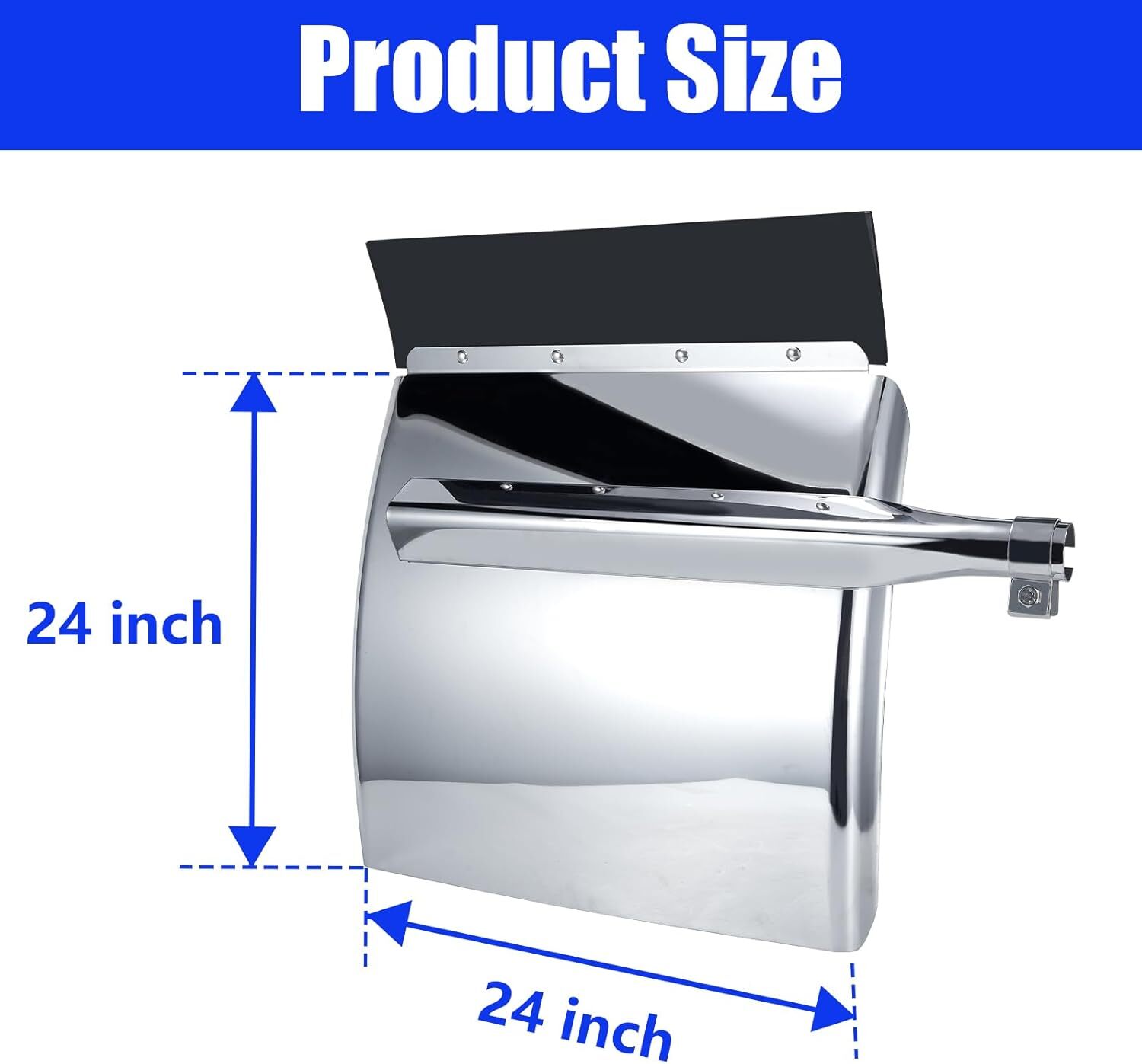 24" x 24" Quarter Fenders for Semi Truck, 430 Stainless Steel